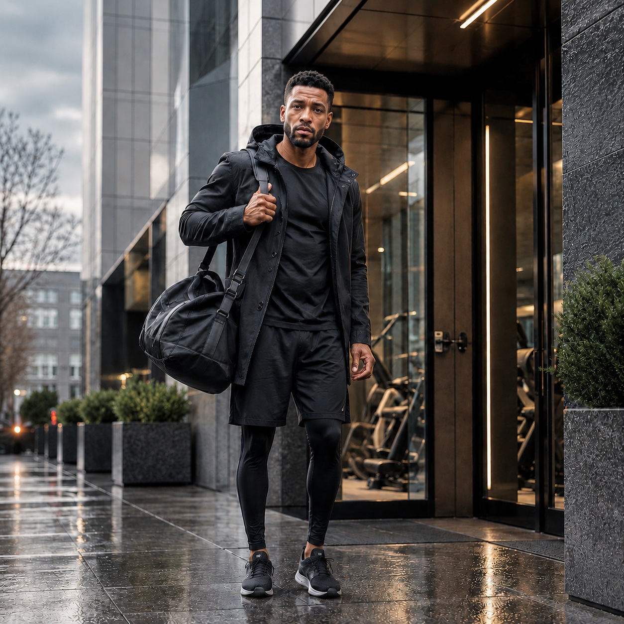 Athlete leaving the gym with a training bag